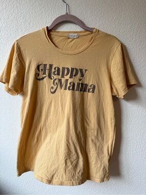 Altar'd State Mustard Yellow Tee with Brown Logo Detail